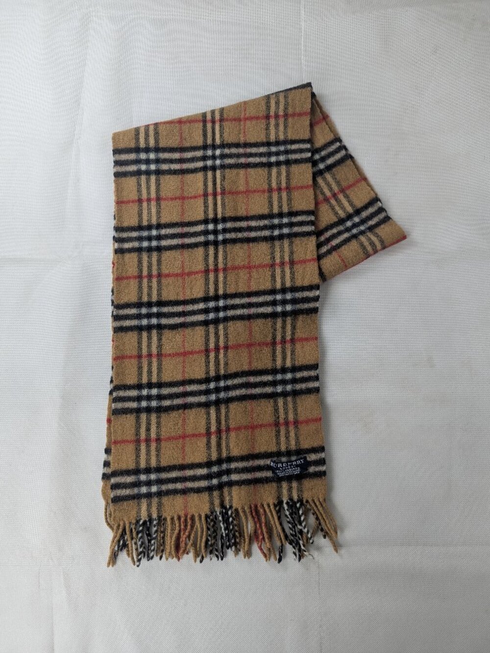 Burberry Designer Lambswool Check Scarf Beige Unisex Winter Essential